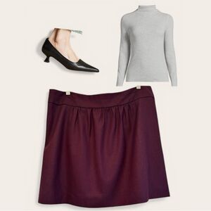 💜 J.CREW Rich Plum / Burgundy Mini Wool Blend Skirt |Size 12
